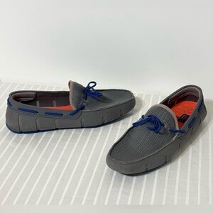 SWIMS Braided Lace Loafer Grey Blue Mens Size 9 Boat Deck Shoes Slip On